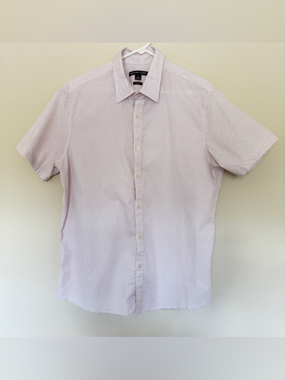 Michael Kors Jace Print Slim Fit Short Sleeve Button-Down Shirt. - Picture 2 of 11